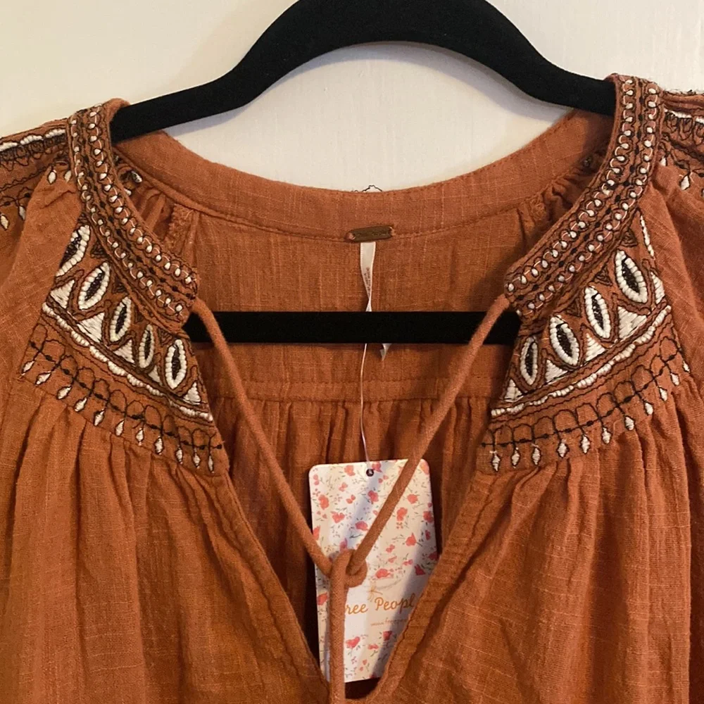 Free People Dream Weaver V-Neck Embroidered Tunic